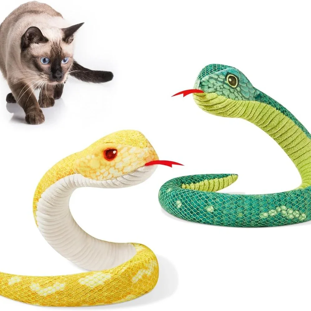 Cat Toys Realistic Snake Catnip Crinkly Sound Toy 2 Pcs, Mesh Fabric for Teeth